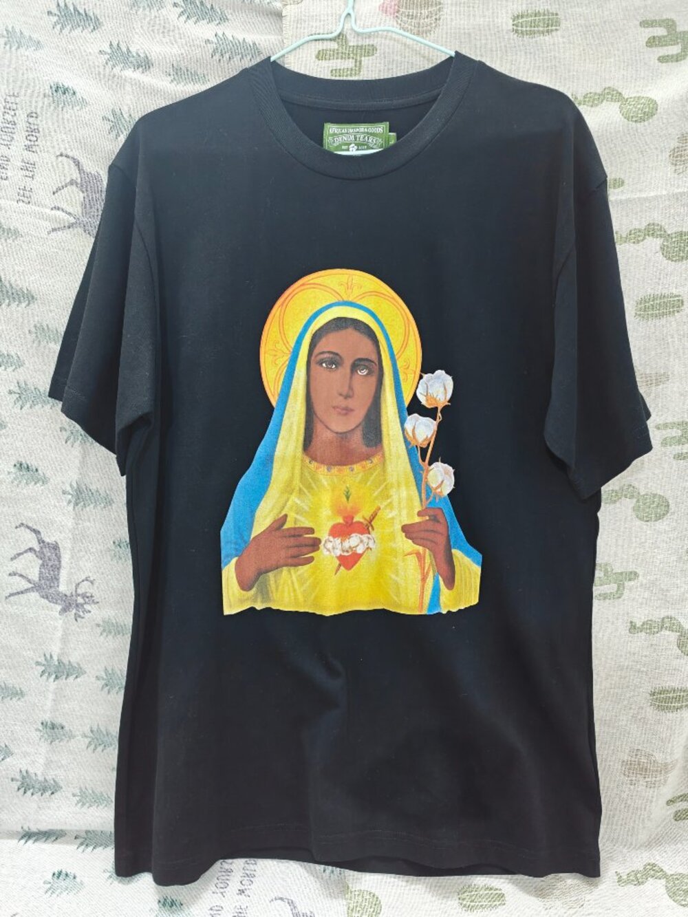 Denim Tears Virgin Mary Cotton Print Black Tee Unisex